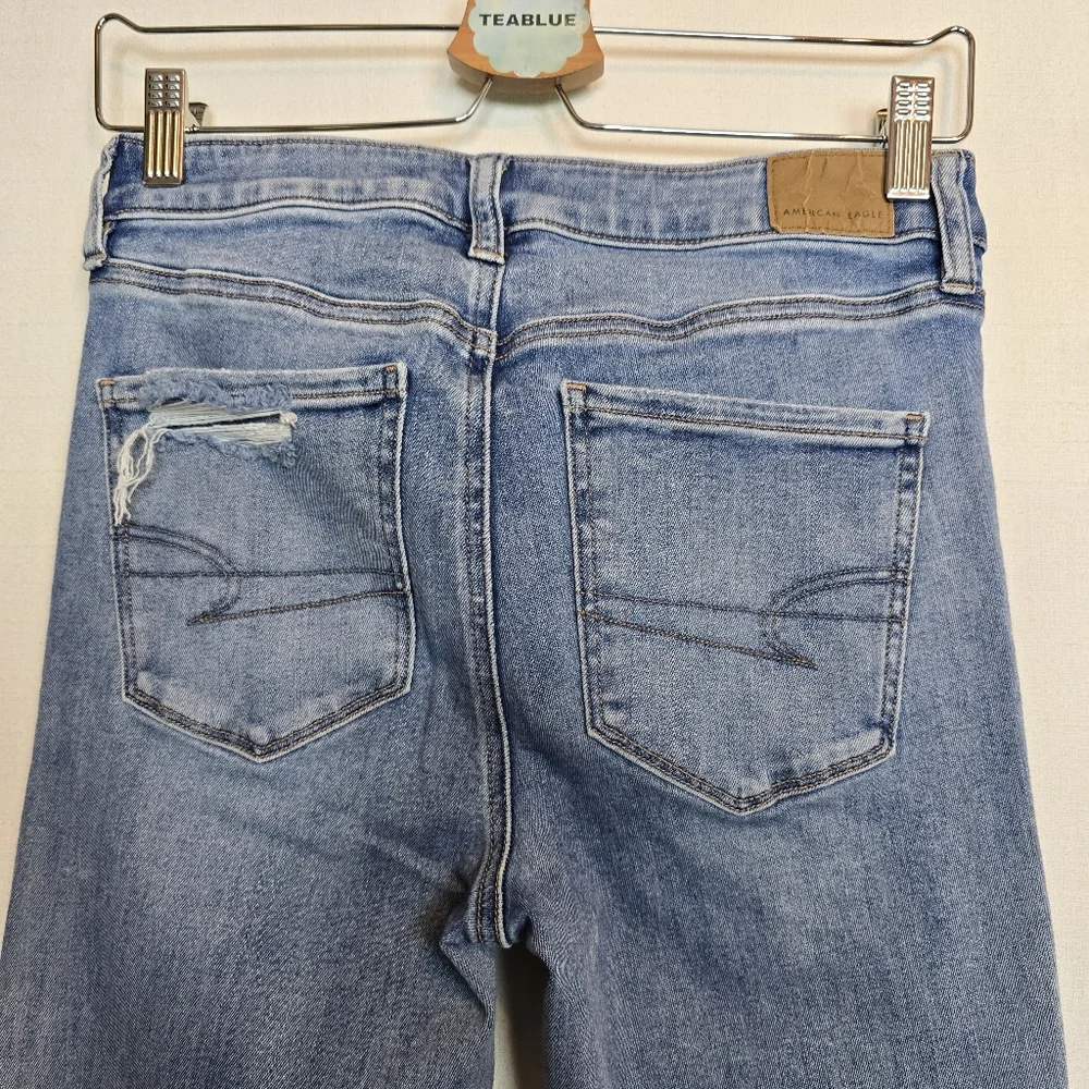 AE American Eagle Ne(x)t Level Festival Flare Jean In Indigo Fray 6 R - Picture 11 of 15